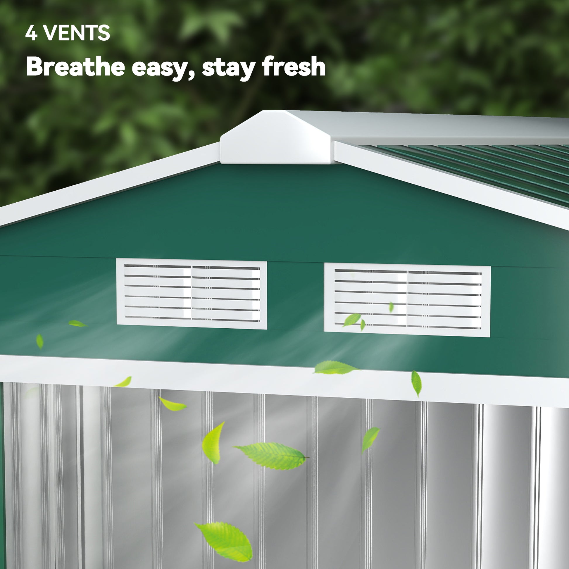 7' x 4' Metal Garden Storage Shed with Foundation - Green-Patio & Garden > Lawn & Garden > Sheds-DECOROLALA