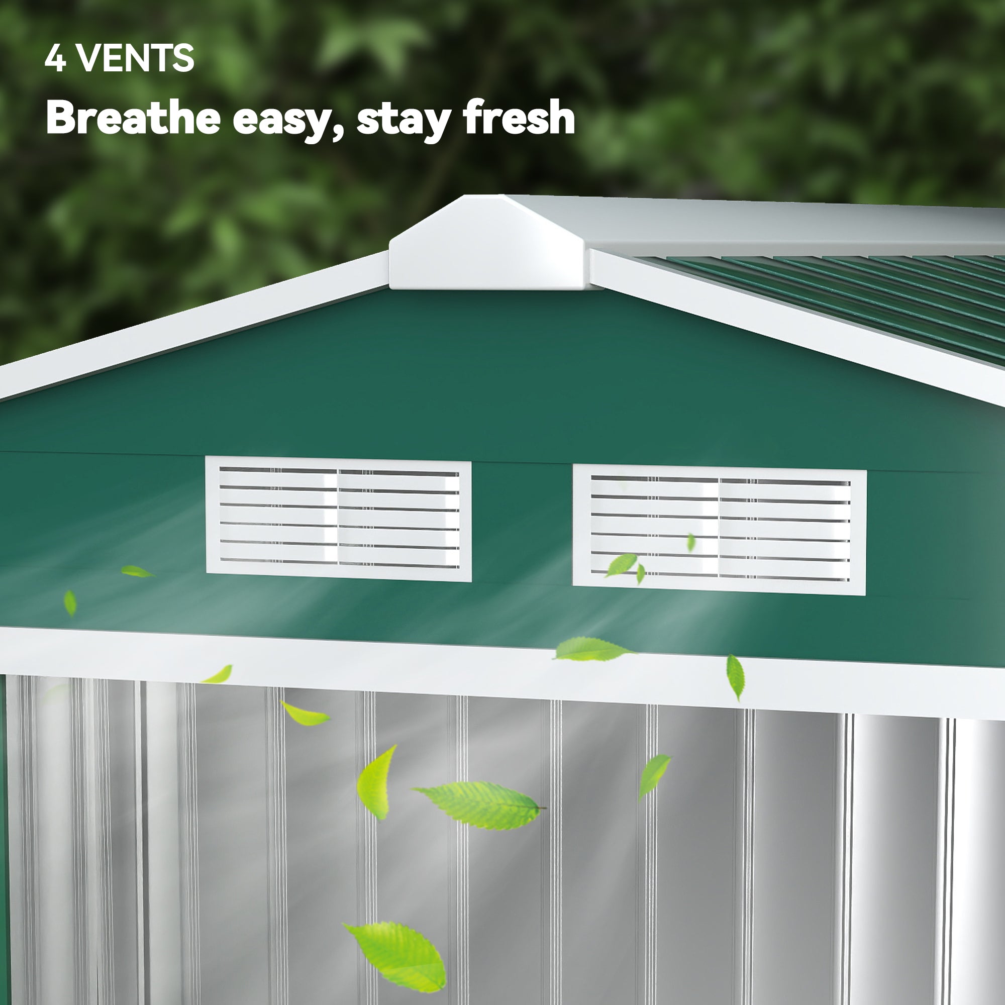 7' x 4' Metal Garden Storage Shed with Foundation - Green-Patio & Garden > Lawn & Garden > Sheds-DECOROLALA