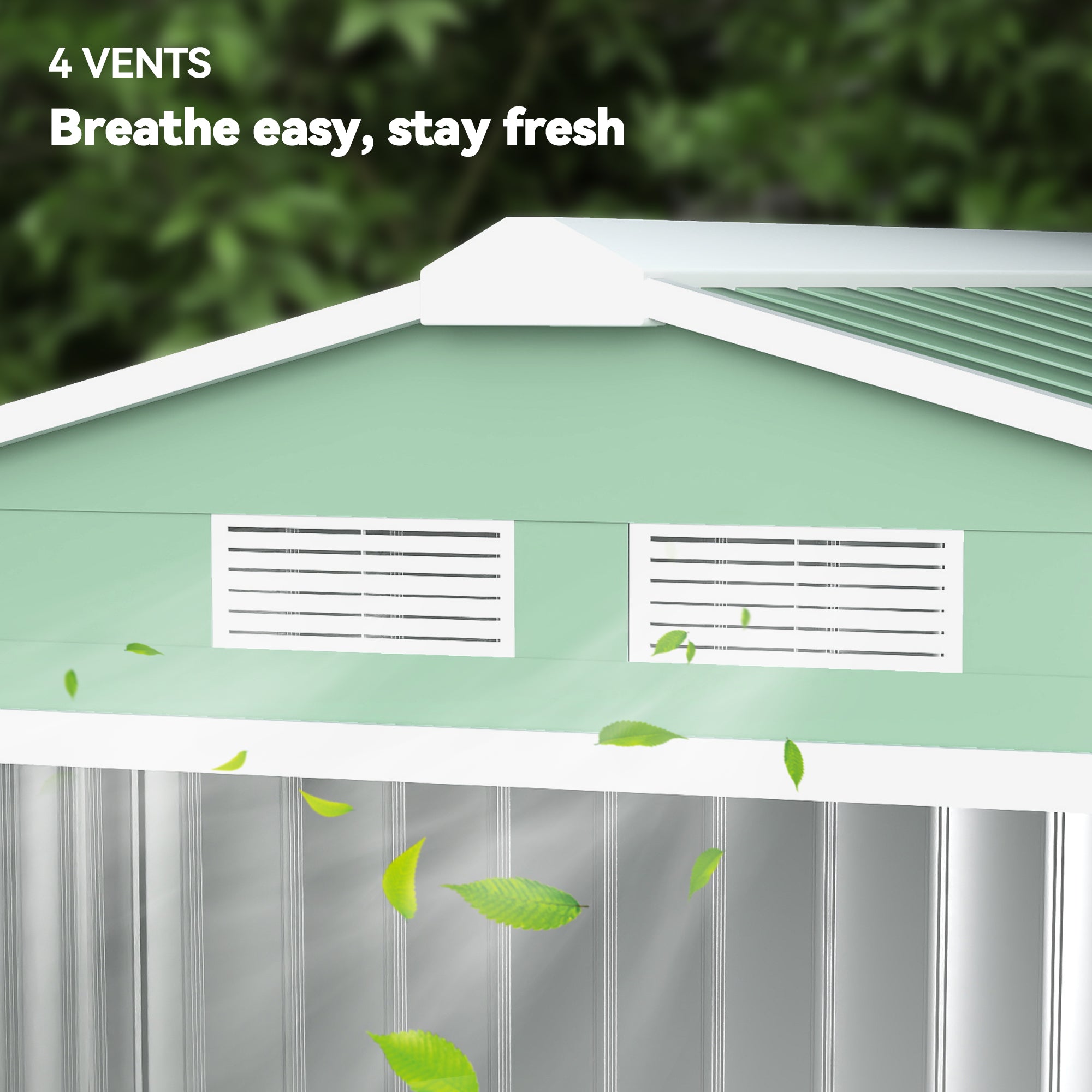 7' x 4' Metal Garden Storage Shed with Foundation Light Green-Patio & Garden > Lawn & Garden > Sheds-DECOROLALA
