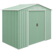7' x 4' Metal Garden Storage Shed with Foundation Light Green-Patio & Garden > Lawn & Garden > Sheds-DECOROLALA
