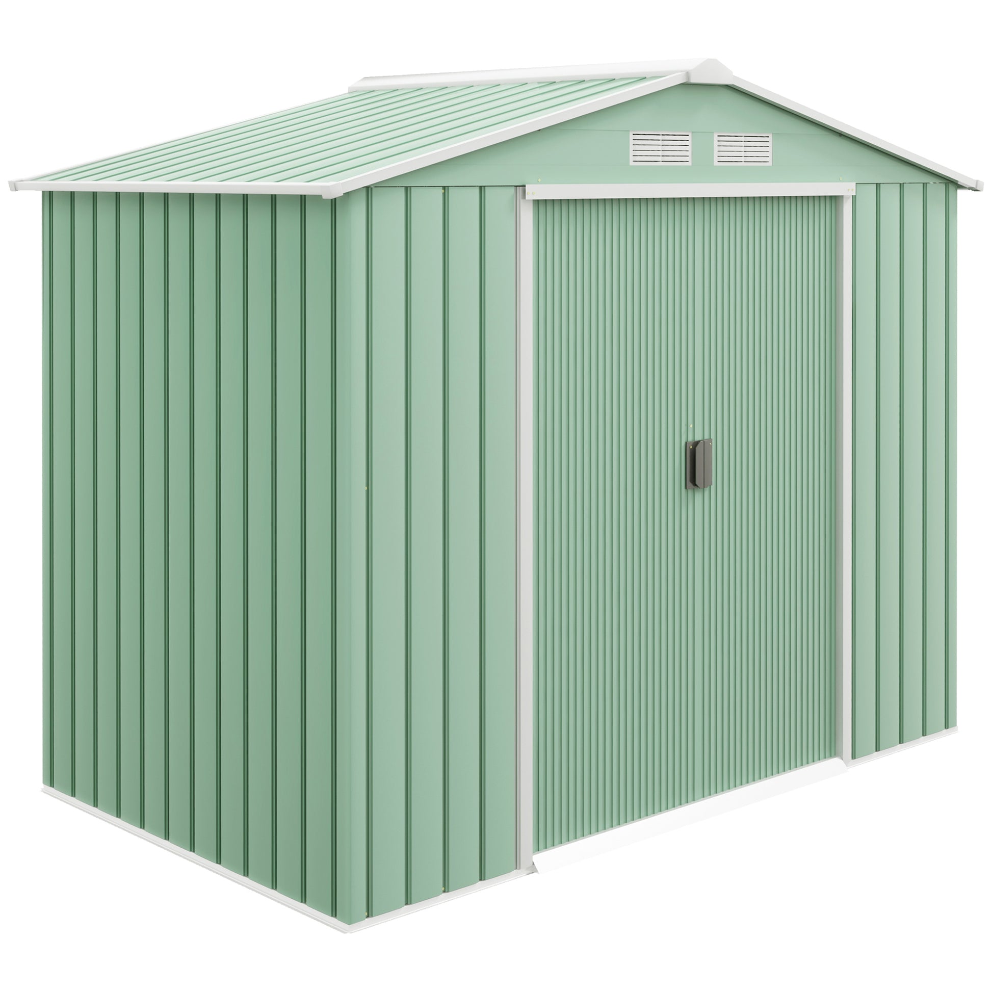 7' x 4' Metal Garden Storage Shed with Foundation Light Green-Patio & Garden > Lawn & Garden > Sheds-DECOROLALA