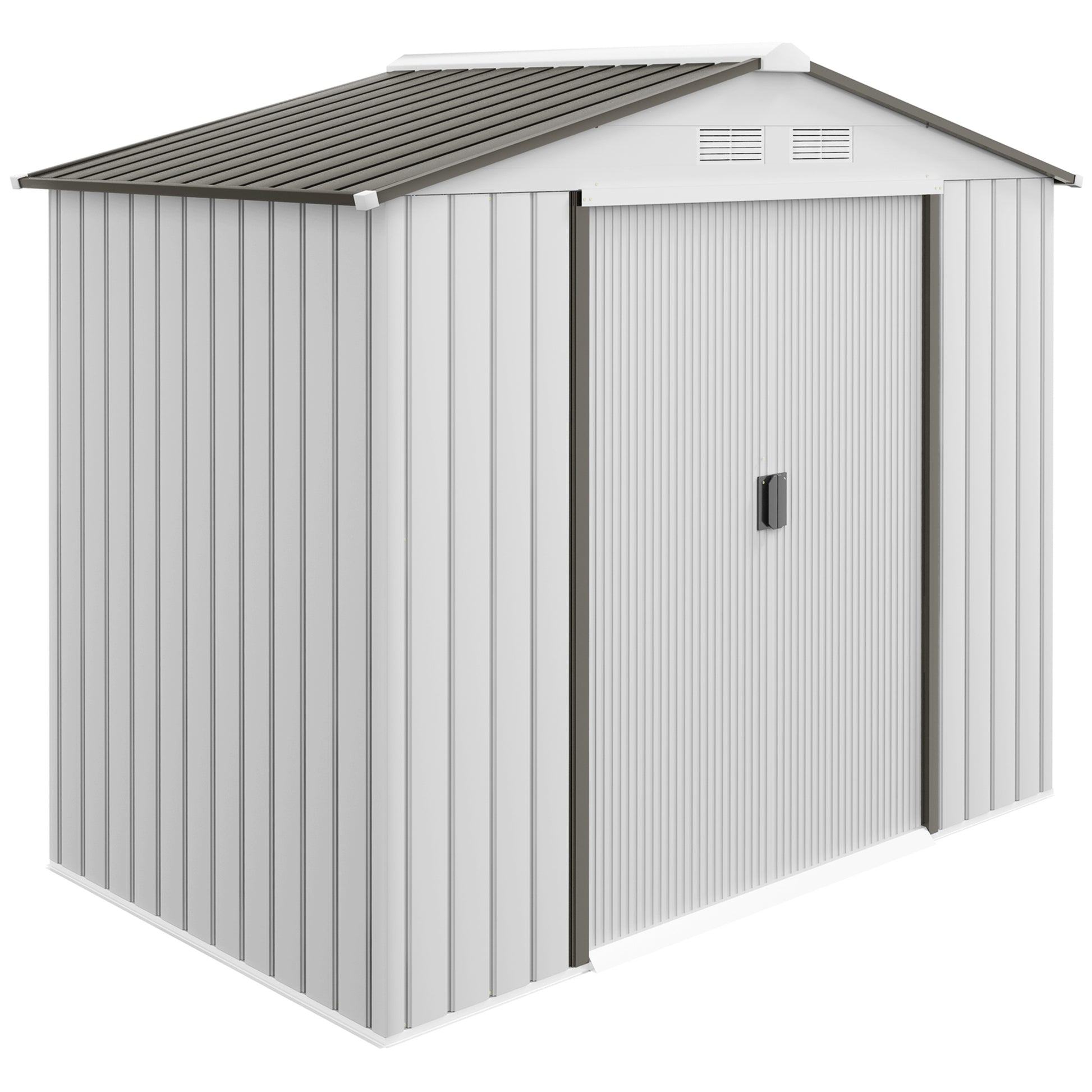 7' x 4' Metal Garden Tool Shed with Foundation Kit Silver-Patio & Garden > Lawn & Garden > Sheds-DECOROLALA