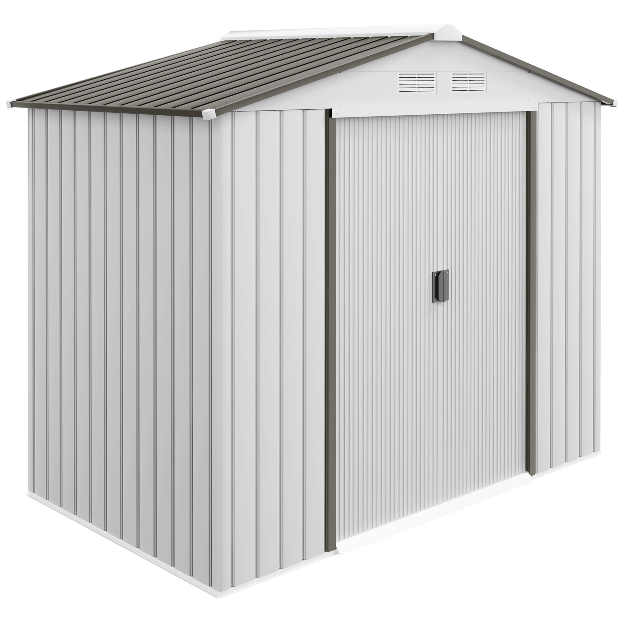 7' x 4' Metal Garden Tool Shed with Foundation Kit Silver-Patio & Garden > Lawn & Garden > Sheds-DECOROLALA