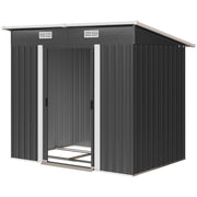 7' x 4' Metal Patio Storage Shed - Black Galvanized Steel Tool Unit-Patio & Garden > Lawn & Garden > Sheds-DECOROLALA