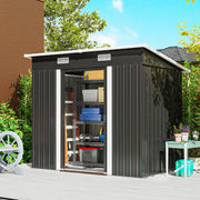 7' x 4' Metal Patio Storage Shed - Black Galvanized Steel Tool Unit-Patio & Garden > Lawn & Garden > Sheds-DECOROLALA