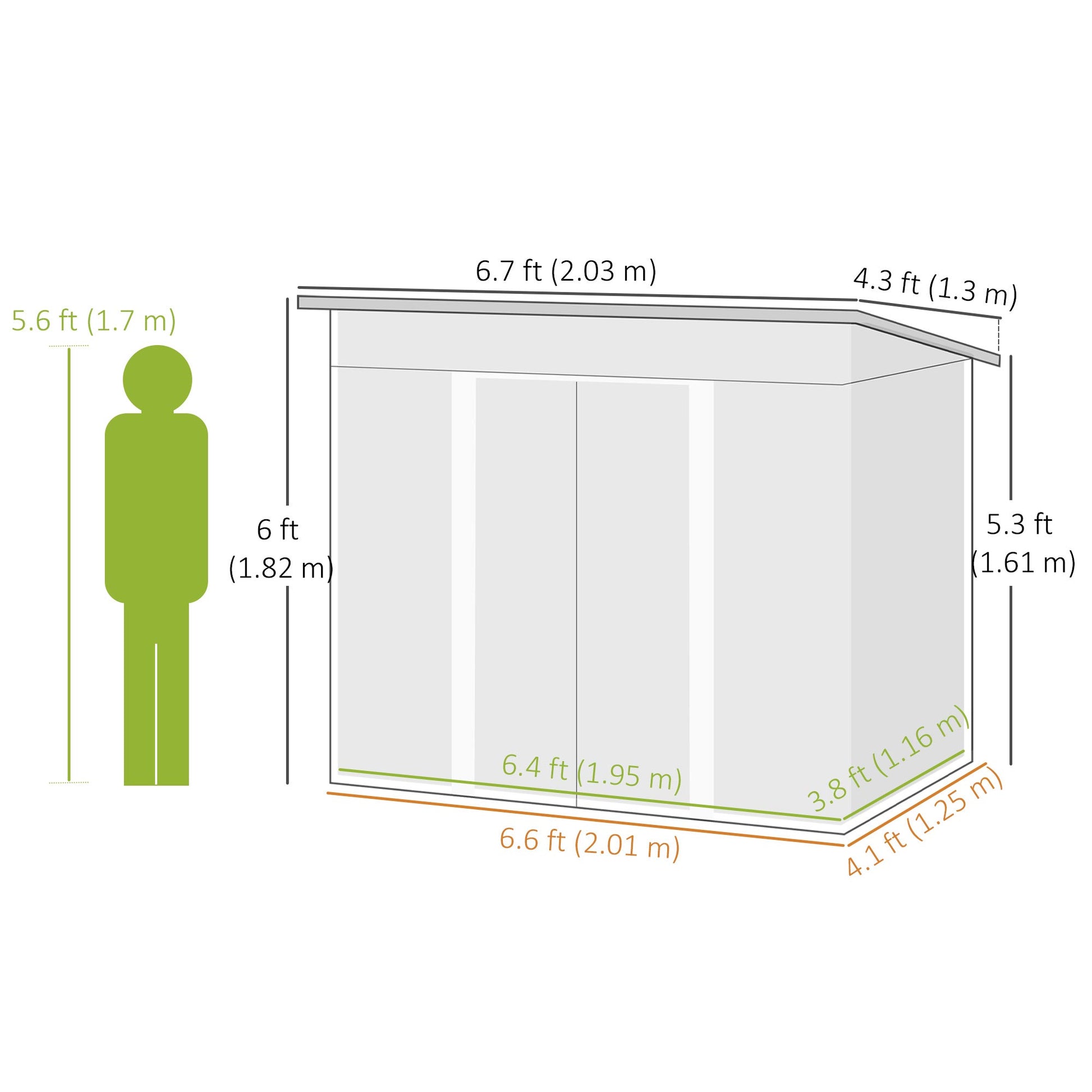 7' x 4' Metal Patio Storage Shed - Lockable Galvanized Steel, Green-Patio & Garden > Lawn & Garden > Sheds-DECOROLALA