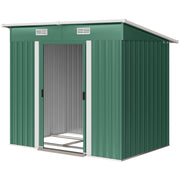 7' x 4' Metal Patio Storage Shed - Lockable Galvanized Steel, Green-Patio & Garden > Lawn & Garden > Sheds-DECOROLALA