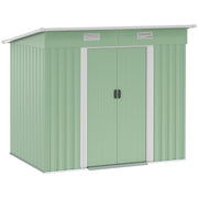 7' x 4' Metal Patio Storage Shed - Lockable Light Green Steel Unit-Patio & Garden > Lawn & Garden > Sheds-DECOROLALA