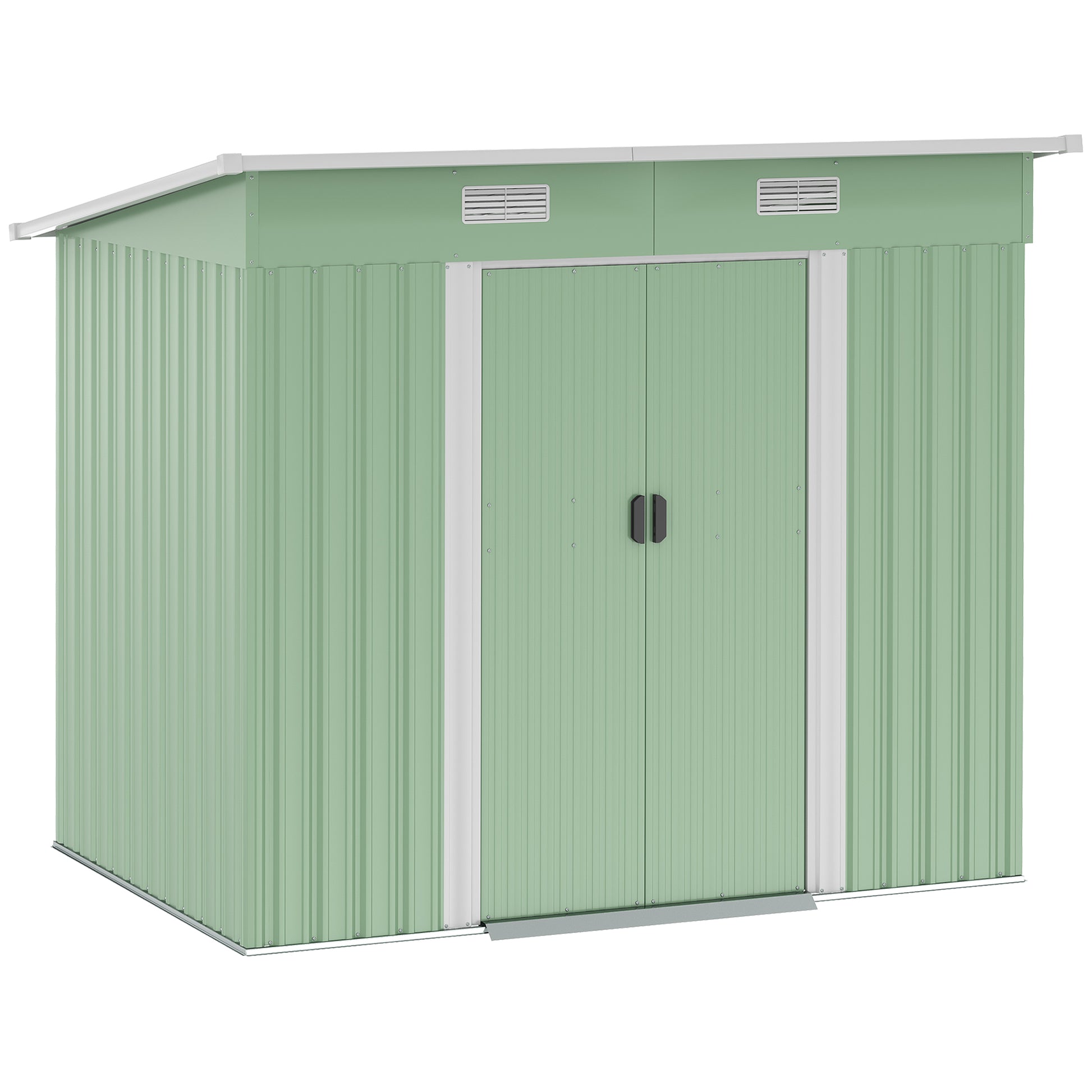 7' x 4' Metal Patio Storage Shed - Lockable Light Green Steel Unit-Patio & Garden > Lawn & Garden > Sheds-DECOROLALA