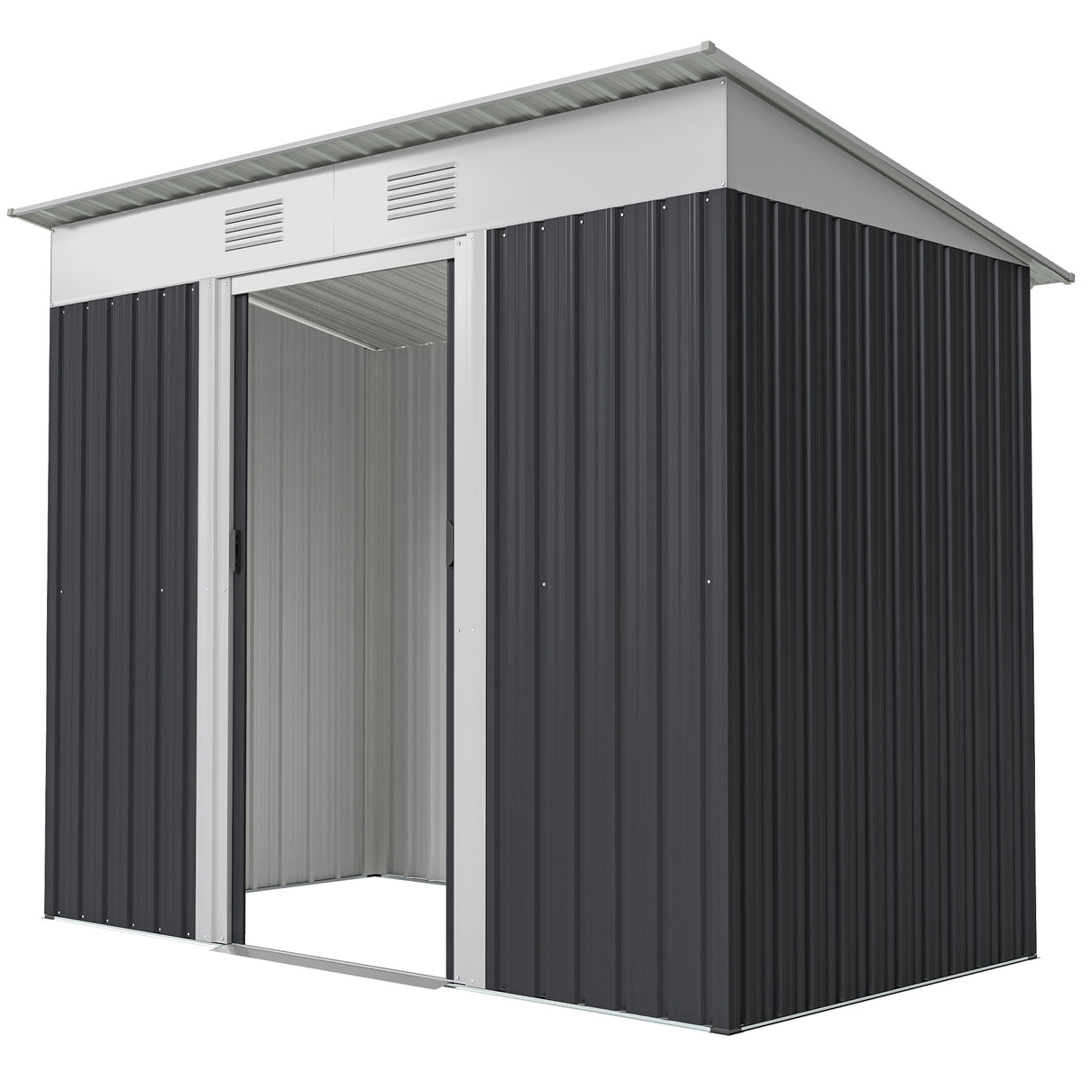 7' x 4' Outdoor Metal Storage Shed - Charcoal Grey-Patio & Garden > Lawn & Garden > Sheds-DECOROLALA