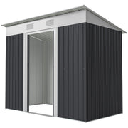 7' x 4' Outdoor Metal Storage Shed - Charcoal Grey-Patio & Garden > Lawn & Garden > Sheds-DECOROLALA
