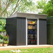 7' x 4' Outdoor Metal Storage Shed - Charcoal Grey-Patio & Garden > Lawn & Garden > Sheds-DECOROLALA