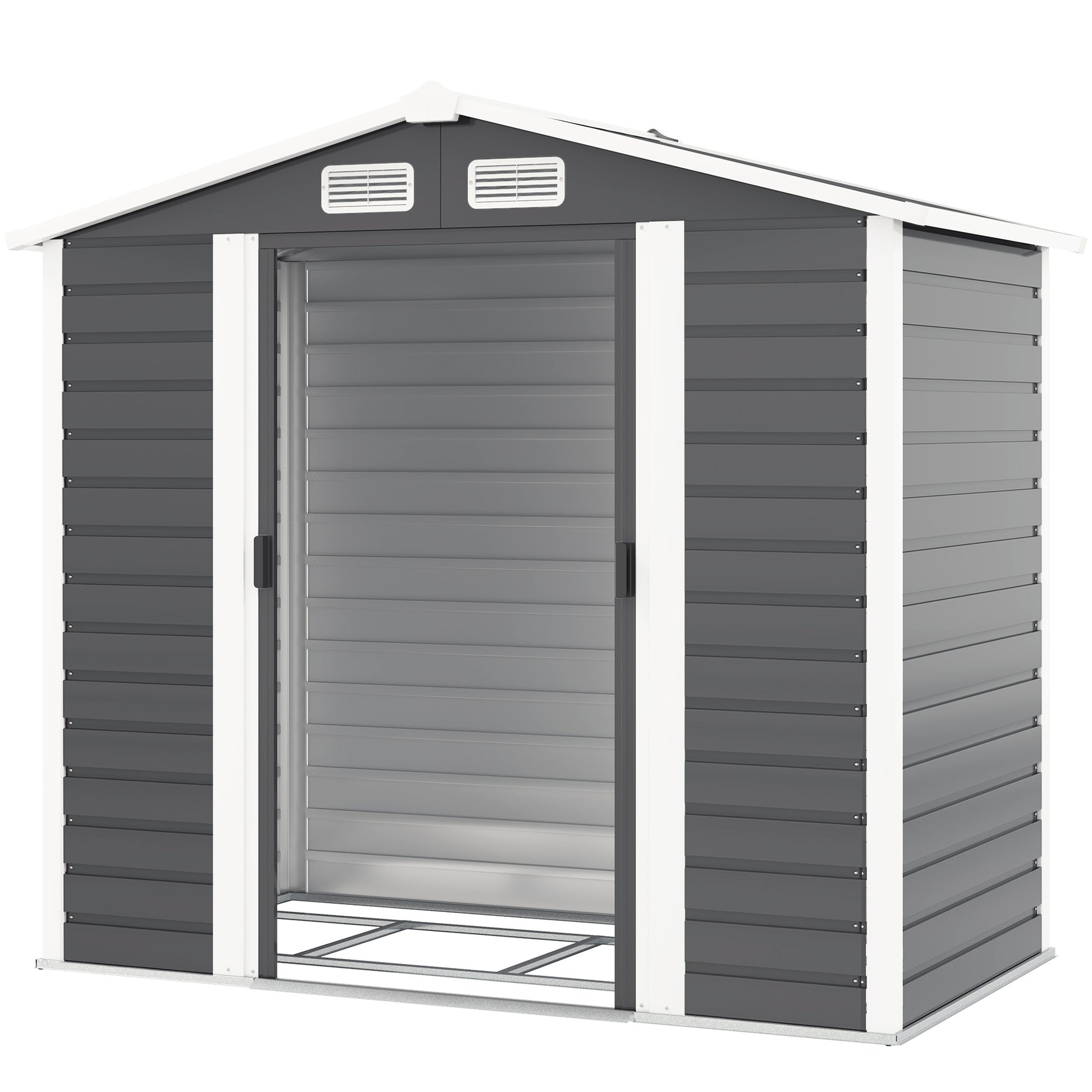7' x 4' Outdoor Metal Storage Shed - Dark Grey-Patio & Garden > Lawn & Garden > Sheds-DECOROLALA