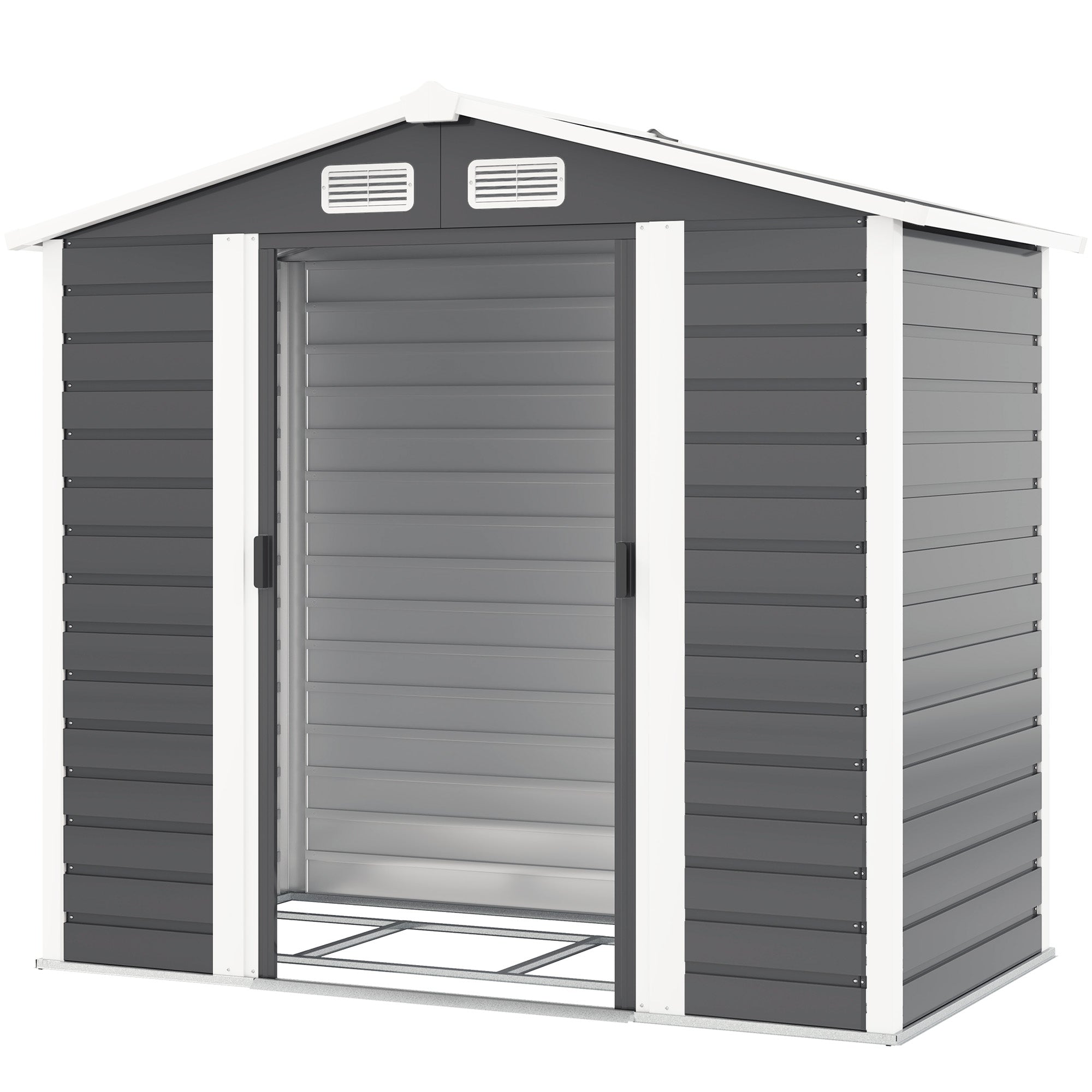 7' x 4' Outdoor Metal Storage Shed - Dark Grey-Patio & Garden > Lawn & Garden > Sheds-DECOROLALA