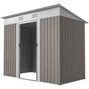 7' x 4' Outdoor Metal Storage Shed - Light Grey-Patio & Garden > Lawn & Garden > Sheds-DECOROLALA