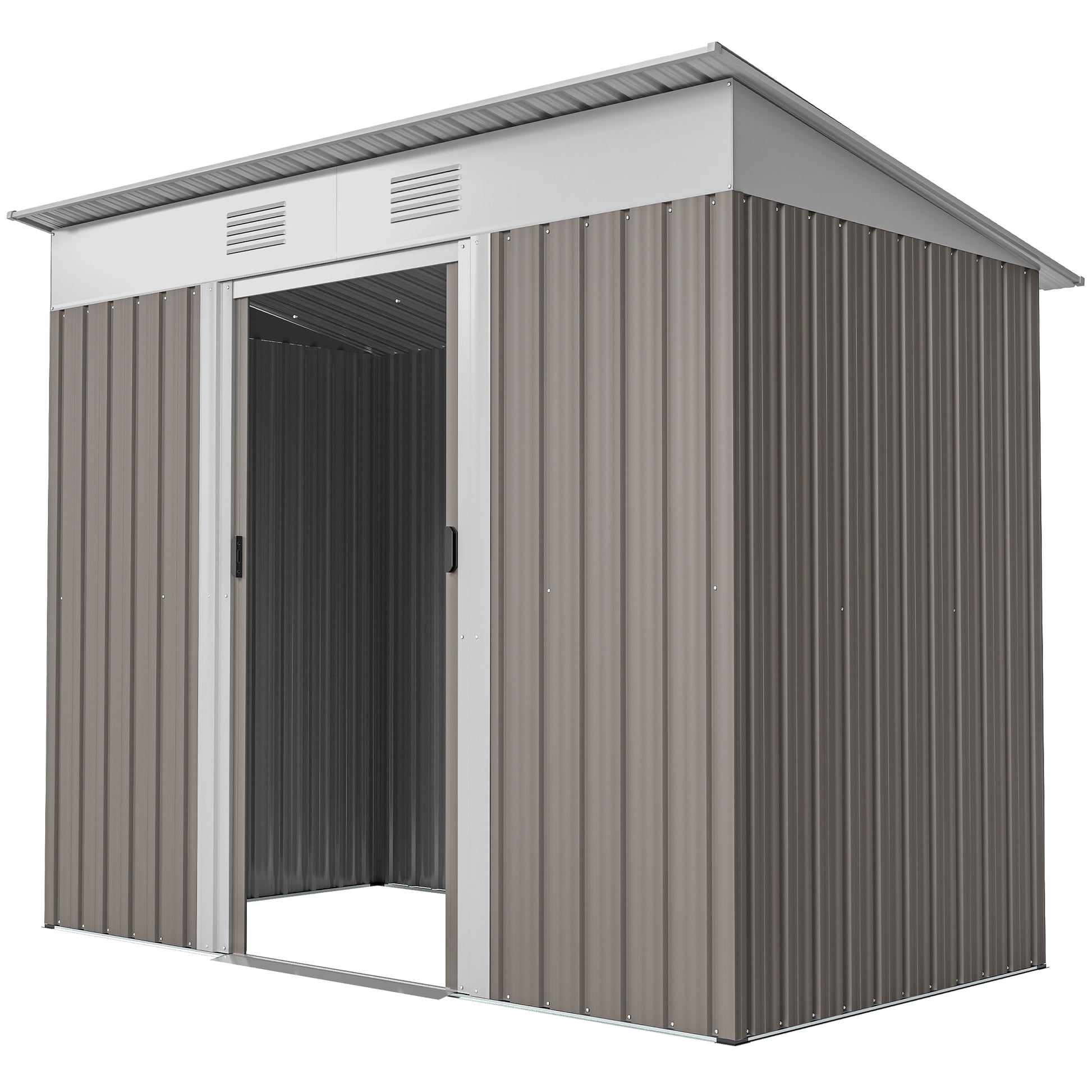7' x 4' Outdoor Metal Storage Shed - Light Grey-Patio & Garden > Lawn & Garden > Sheds-DECOROLALA