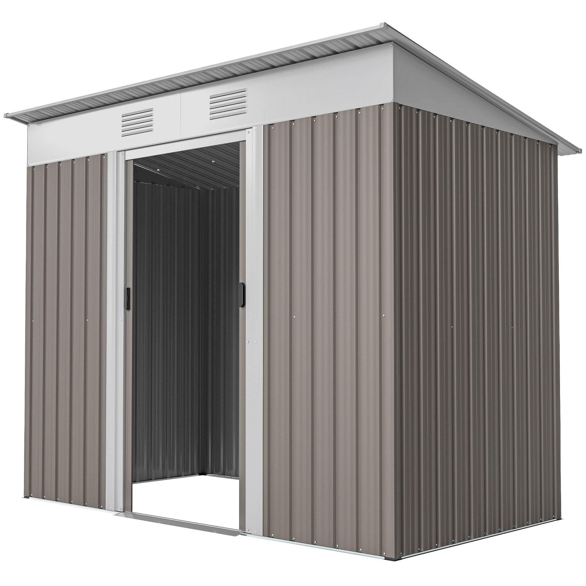 7' x 4' Outdoor Metal Storage Shed - Light Grey-Patio & Garden > Lawn & Garden > Sheds-DECOROLALA