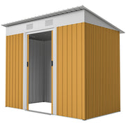 7' x 4' Outdoor Metal Storage Shed - Yellow Galvanized Steel-Patio & Garden > Lawn & Garden > Sheds-DECOROLALA