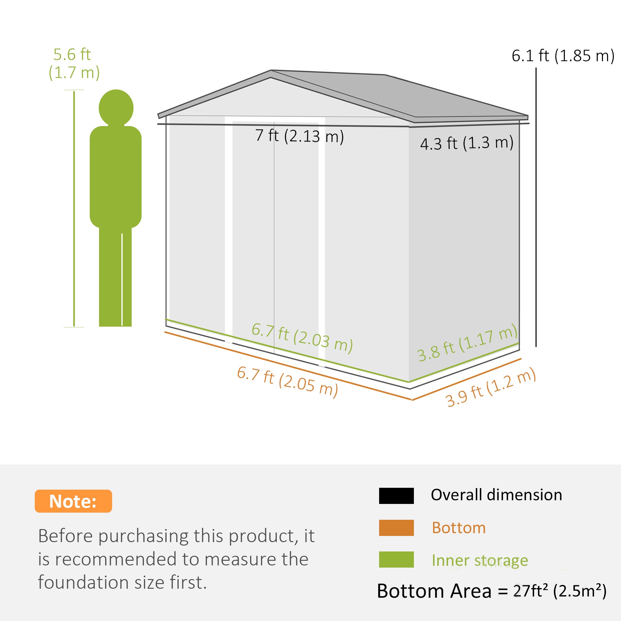 7 x 4 x 6 ft Metal Outdoor Storage Shed - Light Brown-Patio & Garden > Lawn & Garden > Sheds-DECOROLALA