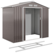 7 x 4 x 6 ft Metal Outdoor Storage Shed - Light Brown-Patio & Garden > Lawn & Garden > Sheds-DECOROLALA