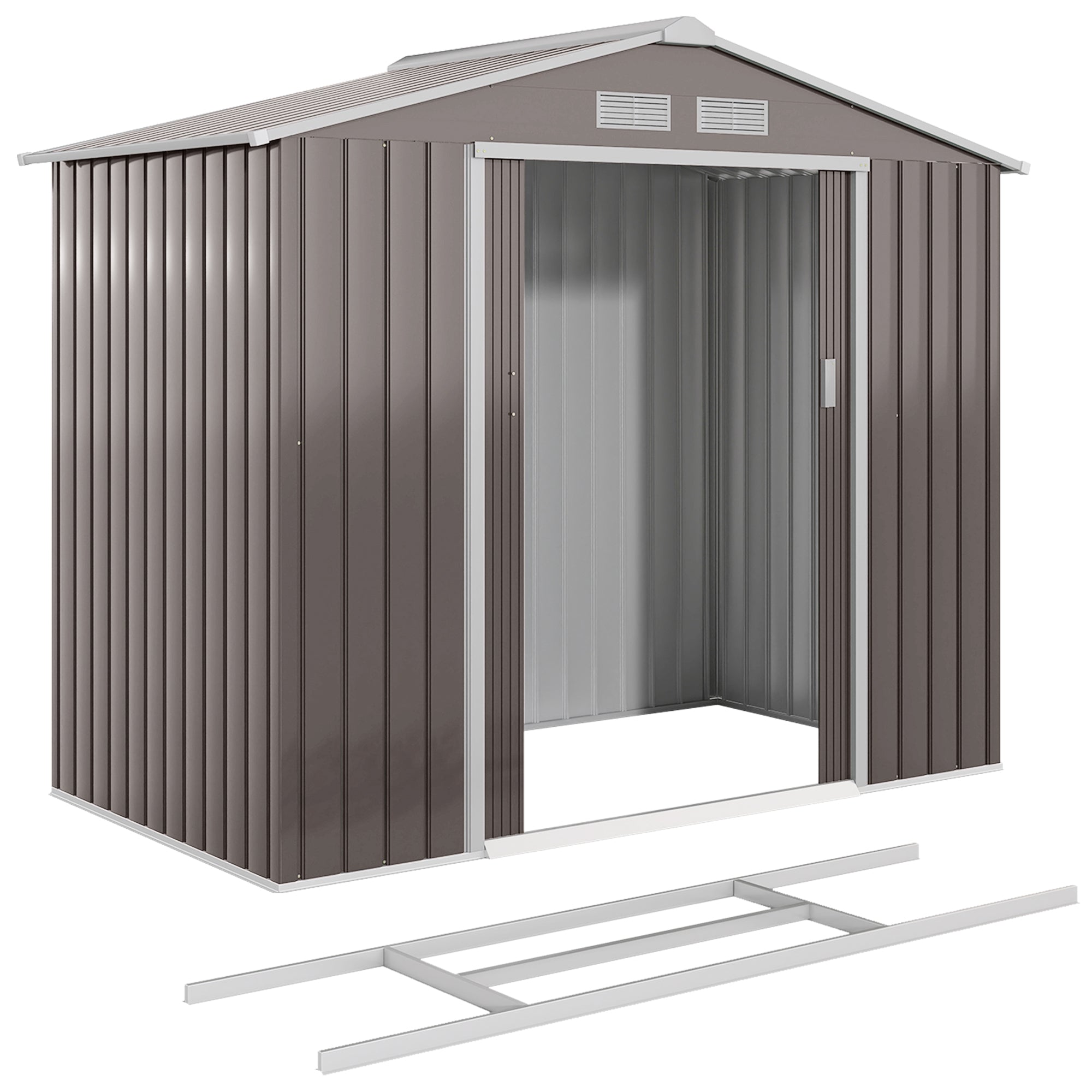 7 x 4 x 6 ft Metal Outdoor Storage Shed - Light Brown-Patio & Garden > Lawn & Garden > Sheds-DECOROLALA