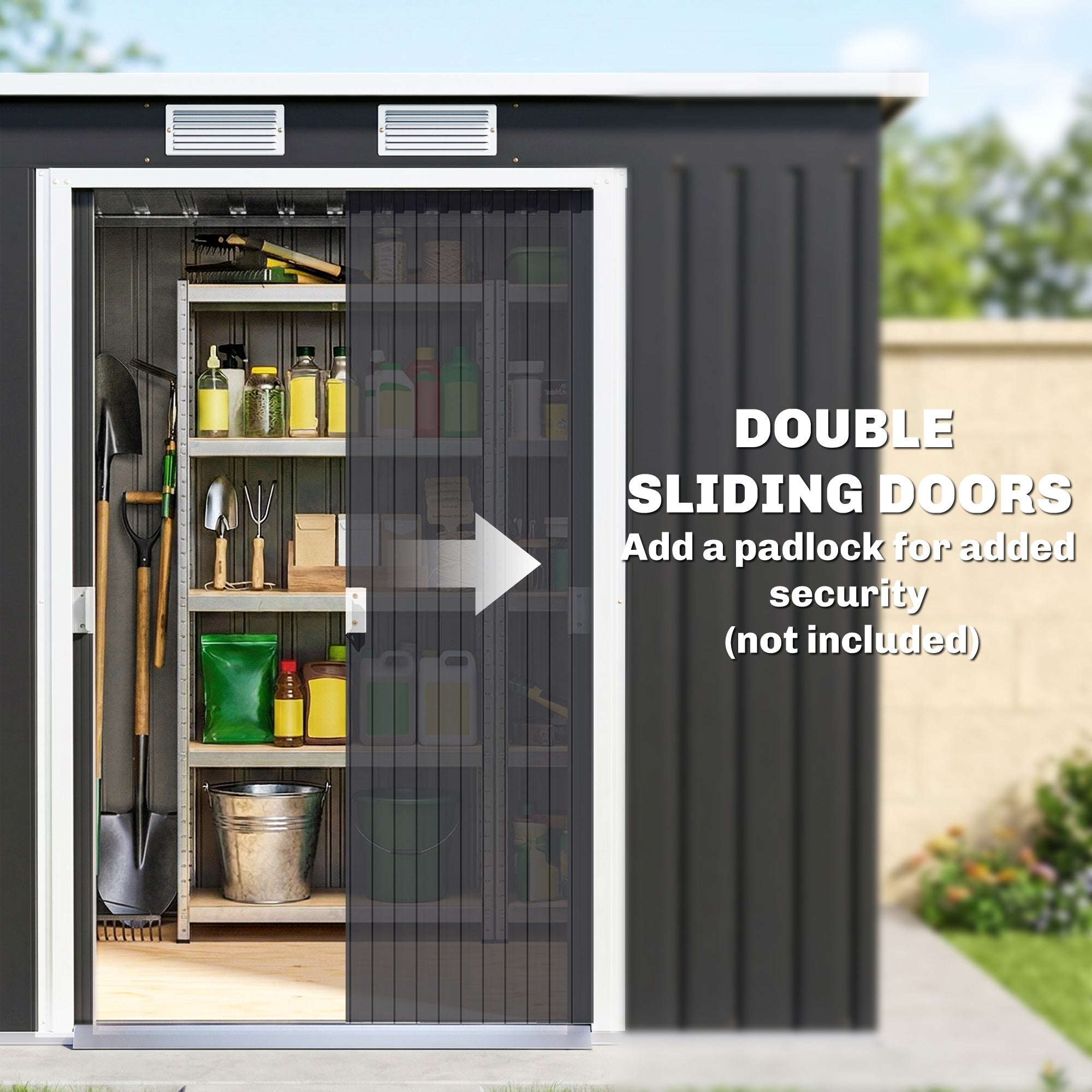 7 x 4ft Galvanized Steel Garden Shed with Foundation Kit-Patio & Garden > Lawn & Garden > Sheds-DECOROLALA