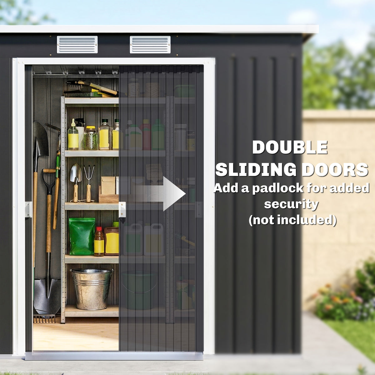 7 x 4ft Galvanized Steel Garden Shed with Foundation Kit-Patio & Garden > Lawn & Garden > Sheds-DECOROLALA