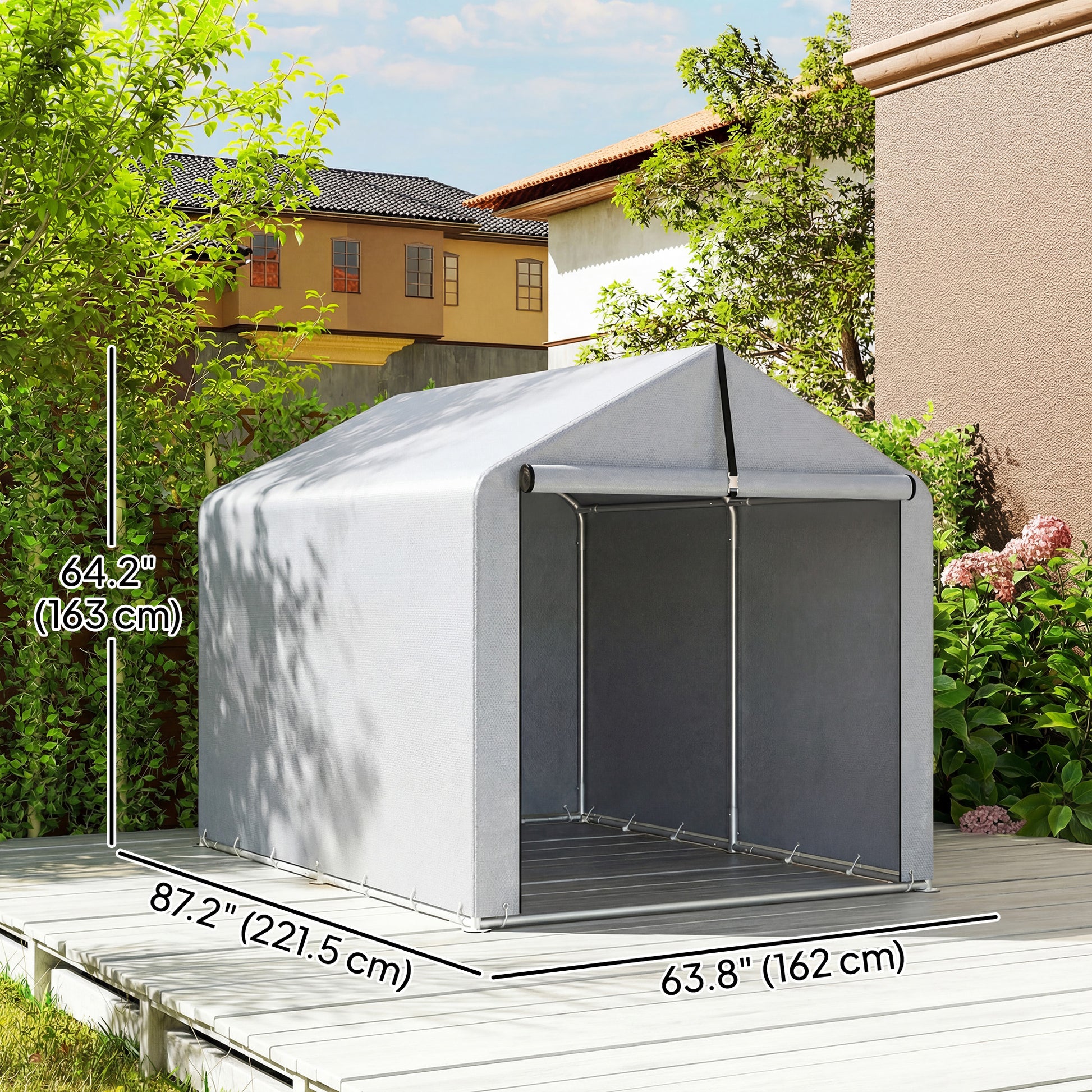 7' x 5' Portable Bike Storage Shed - Light Grey PE Tent-Patio & Garden > Lawn & Garden > Sheds > Portable Shed-DECOROLALA