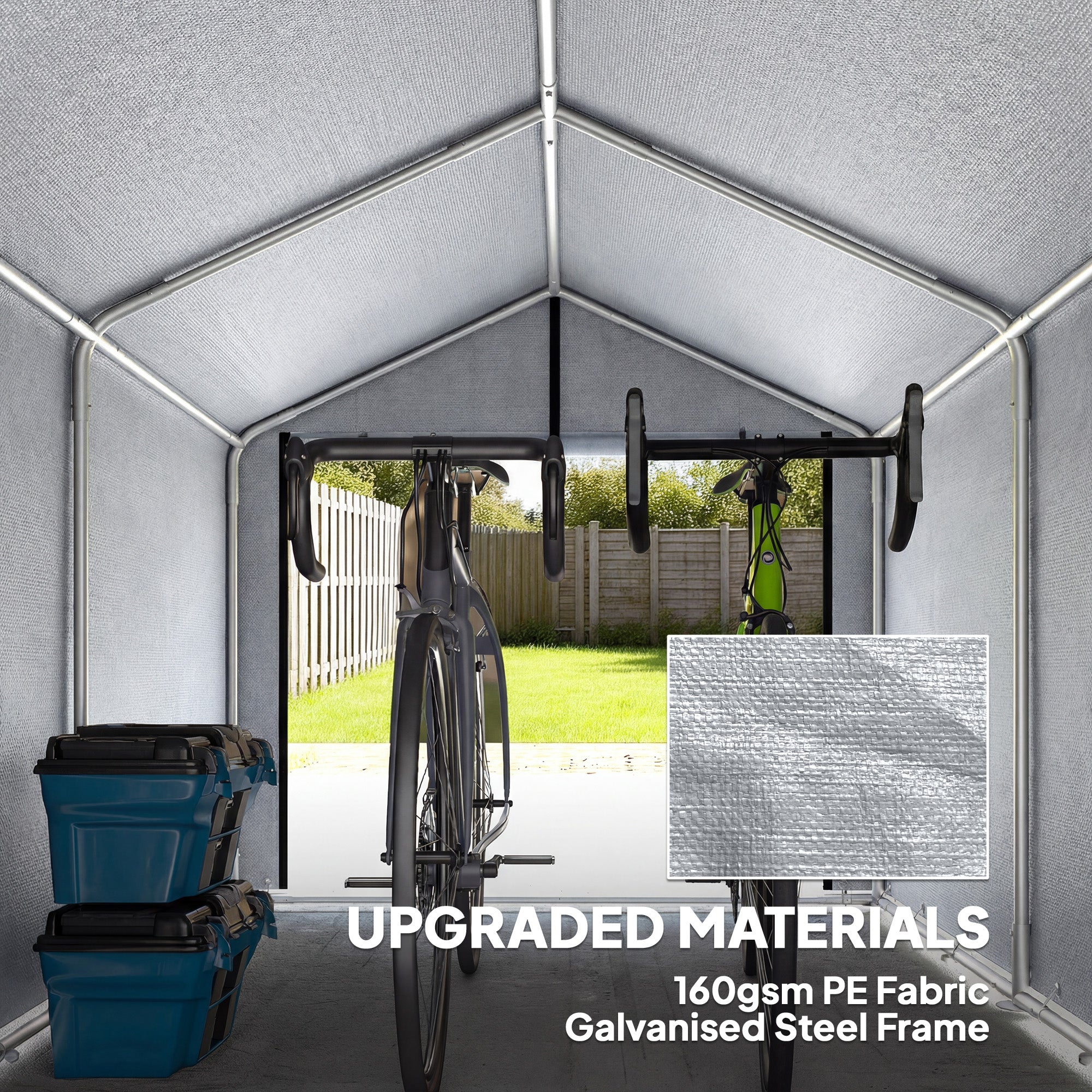 7' x 5' Portable Bike Storage Shed - Light Grey PE Tent-Patio & Garden > Lawn & Garden > Sheds > Portable Shed-DECOROLALA