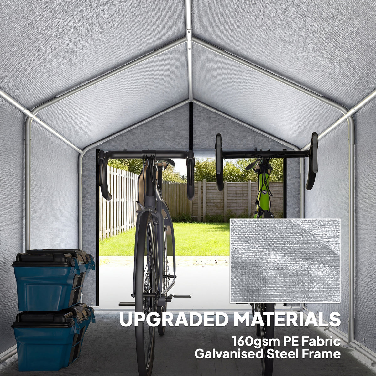 7' x 5' Portable Bike Storage Shed - Light Grey PE Tent-Patio & Garden > Lawn & Garden > Sheds > Portable Shed-DECOROLALA
