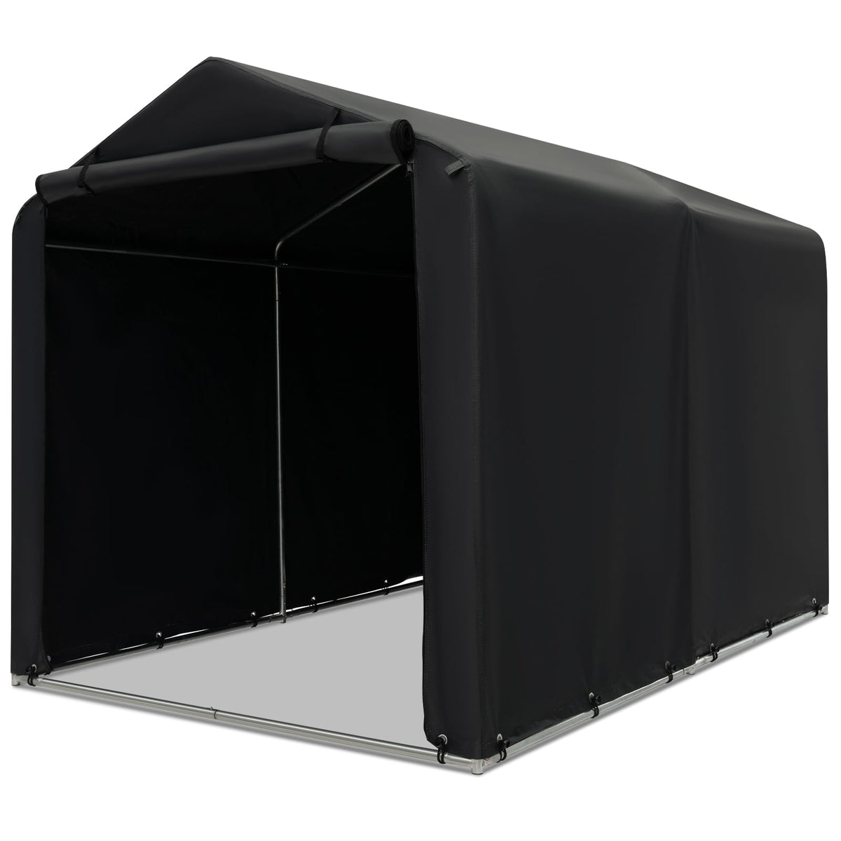 7 x 5.2FT Storage Shelter Outdoor Bike Tent with Waterproof Cover and Zipper Door-Gray-Carports-DECOROLALA