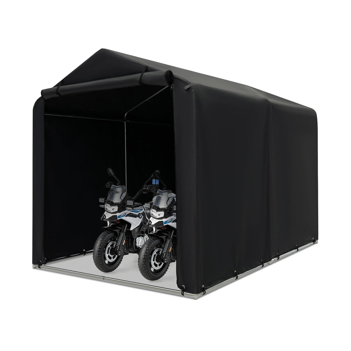 7 x 5.2FT Storage Shelter Outdoor Bike Tent with Waterproof Cover and Zipper Door-Gray-Carports-DECOROLALA