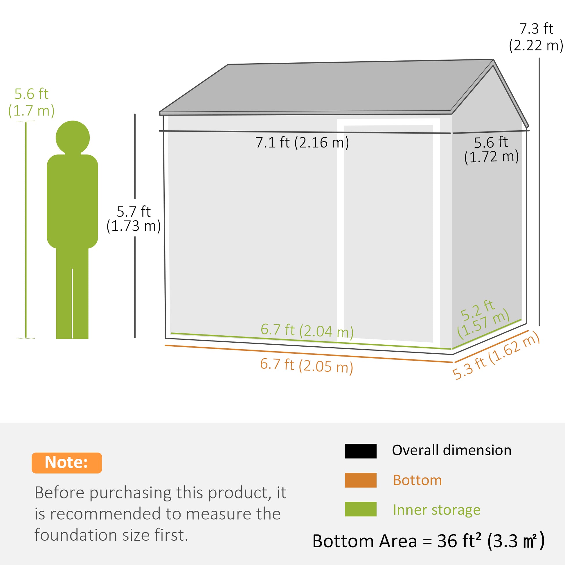 7' x 5.5' Metal Garden Storage Shed - Dark Grey-Patio & Garden > Lawn & Garden > Sheds-DECOROLALA