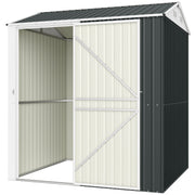 7' x 6' Outdoor Storage Shed - Dark Grey Metal Garden Shed-Patio & Garden > Lawn & Garden > Sheds-DECOROLALA
