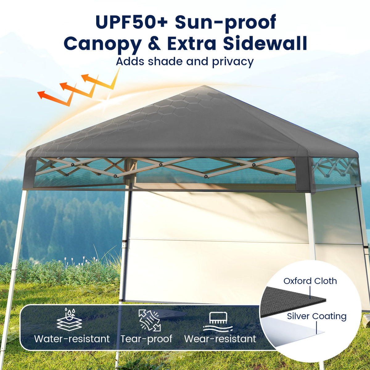 7 x 7 FT Pop-Up Canopy Tent with 1 Push Center Lock for Sports Picnic Camping-Gray-Canopies-DECOROLALA