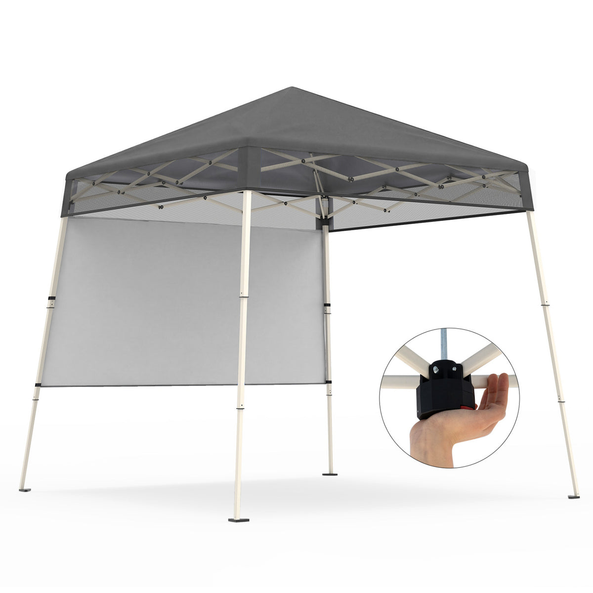 7 x 7 FT Pop-Up Canopy Tent with 1 Push Center Lock for Sports Picnic Camping-Gray-Canopies-DECOROLALA