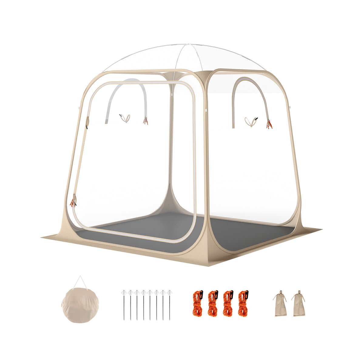 7 x 7 FT Pop Up Sports Tent Clear Bubble Tent All-Weather Waterproof Pod with Sealed Floor-Tents-DECOROLALA
