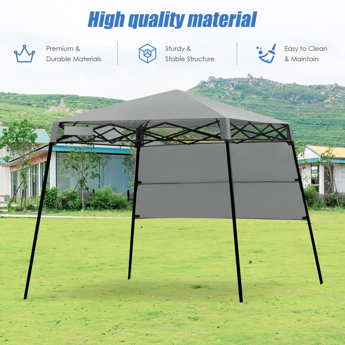 7 x 7 Feet Sland Adjustable Portable Canopy Tent with Backpack-Gray-Canopies-DECOROLALA
