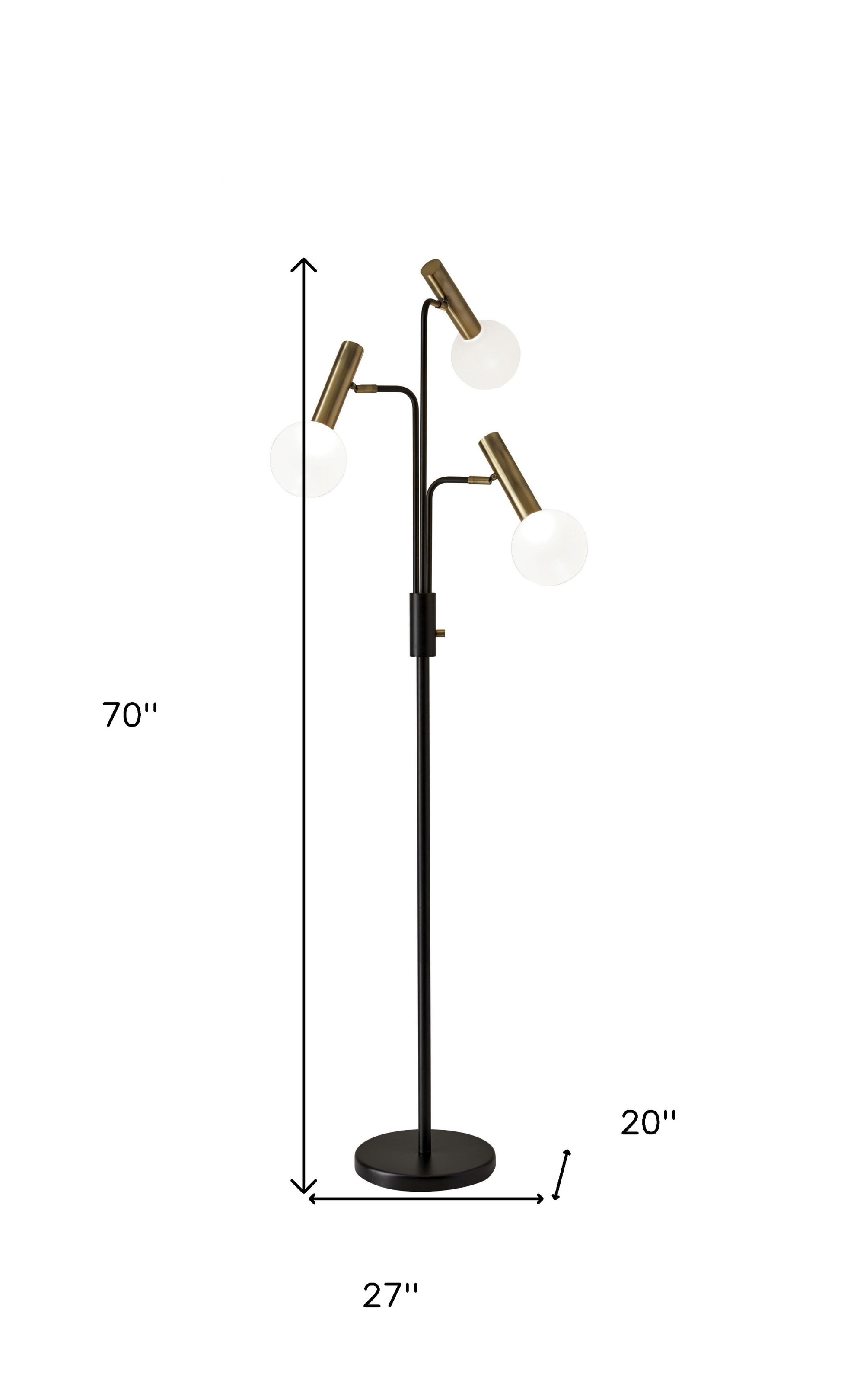 70" Black And Bronze Three Light LED Tree Floor Lamp With White-Floor Lamps-DECOROLALA