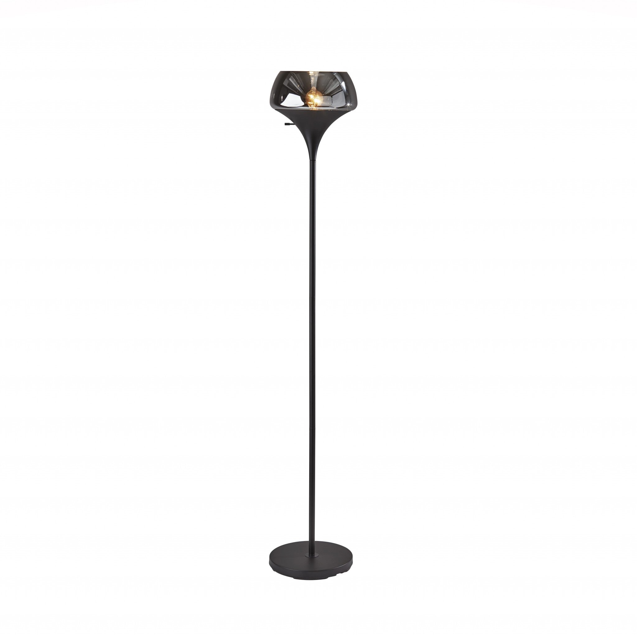 70" Black With Black Glass Shade-Floor Lamps-DECOROLALA