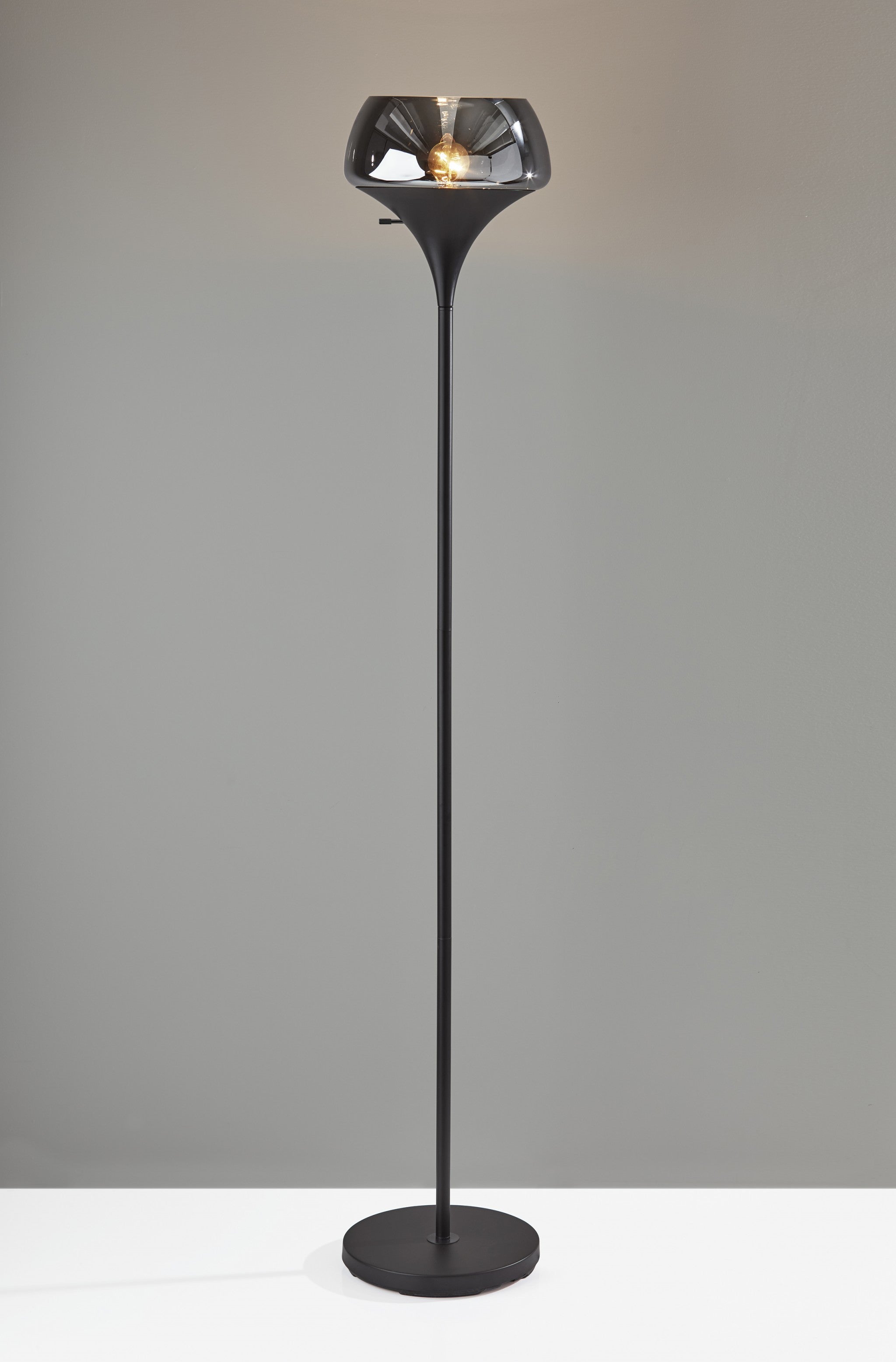 70" Black With Black Glass Shade-Floor Lamps-DECOROLALA