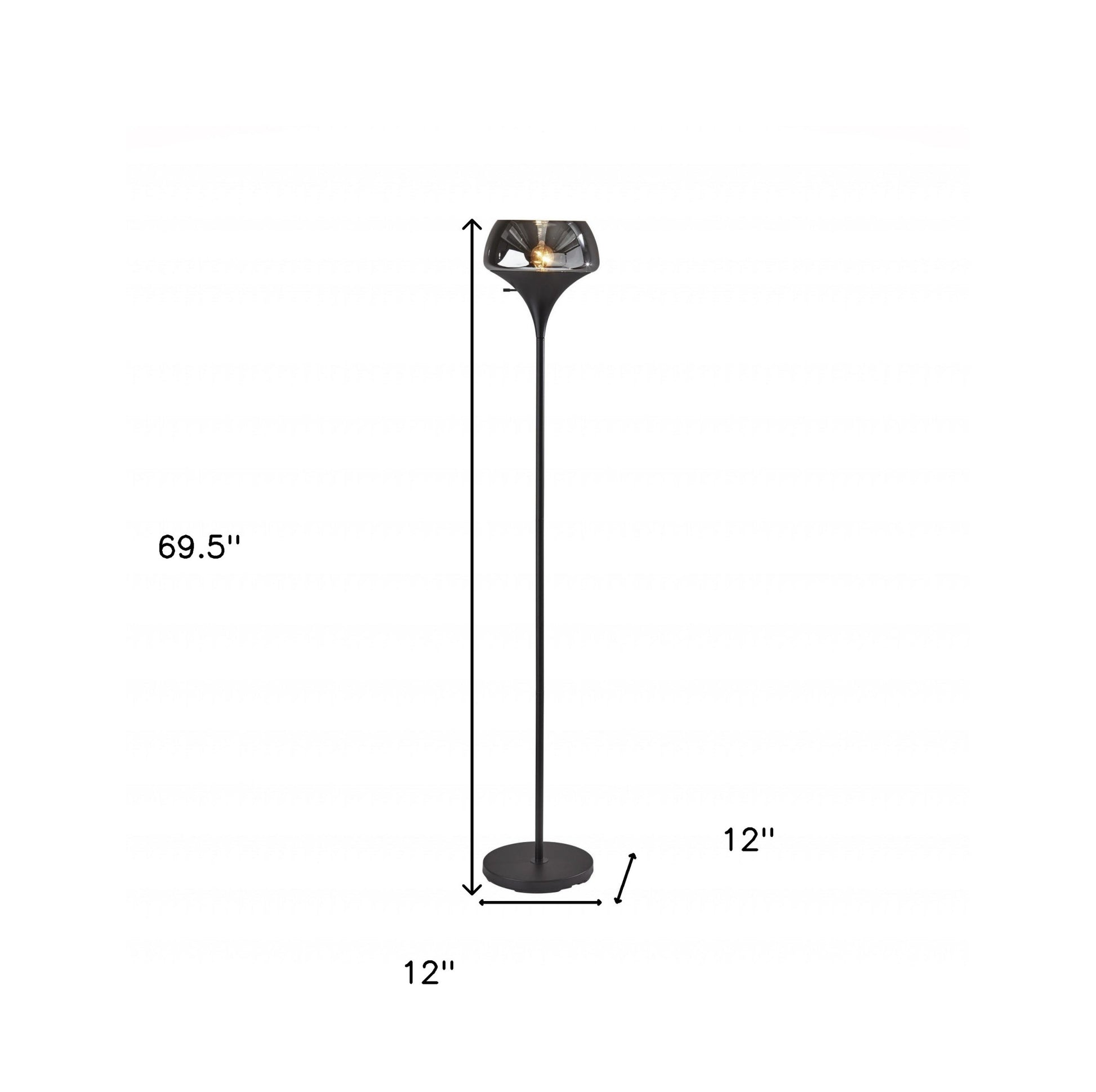 70" Black With Black Glass Shade-Floor Lamps-DECOROLALA