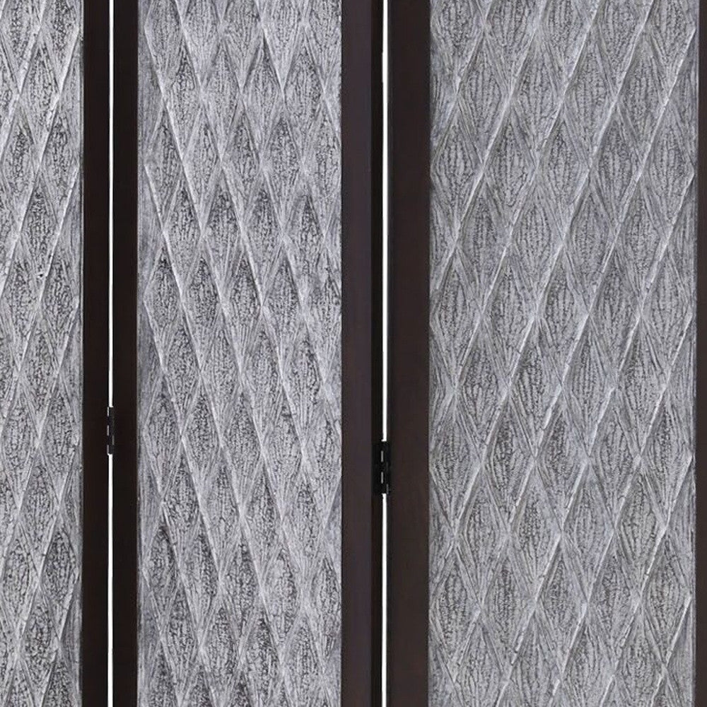 70" Brown Folding Three Panel Screen Room Divider-Room Dividers-DECOROLALA