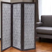 70" Brown Folding Three Panel Screen Room Divider-Room Dividers-DECOROLALA