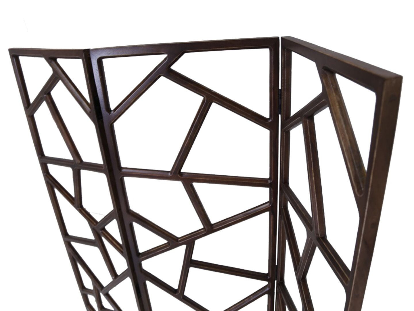 70" Brown Solid Wood Folding Three Panel Screen Room Divider-Room Dividers-DECOROLALA