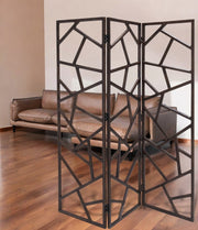 70" Brown Solid Wood Folding Three Panel Screen Room Divider-Room Dividers-DECOROLALA
