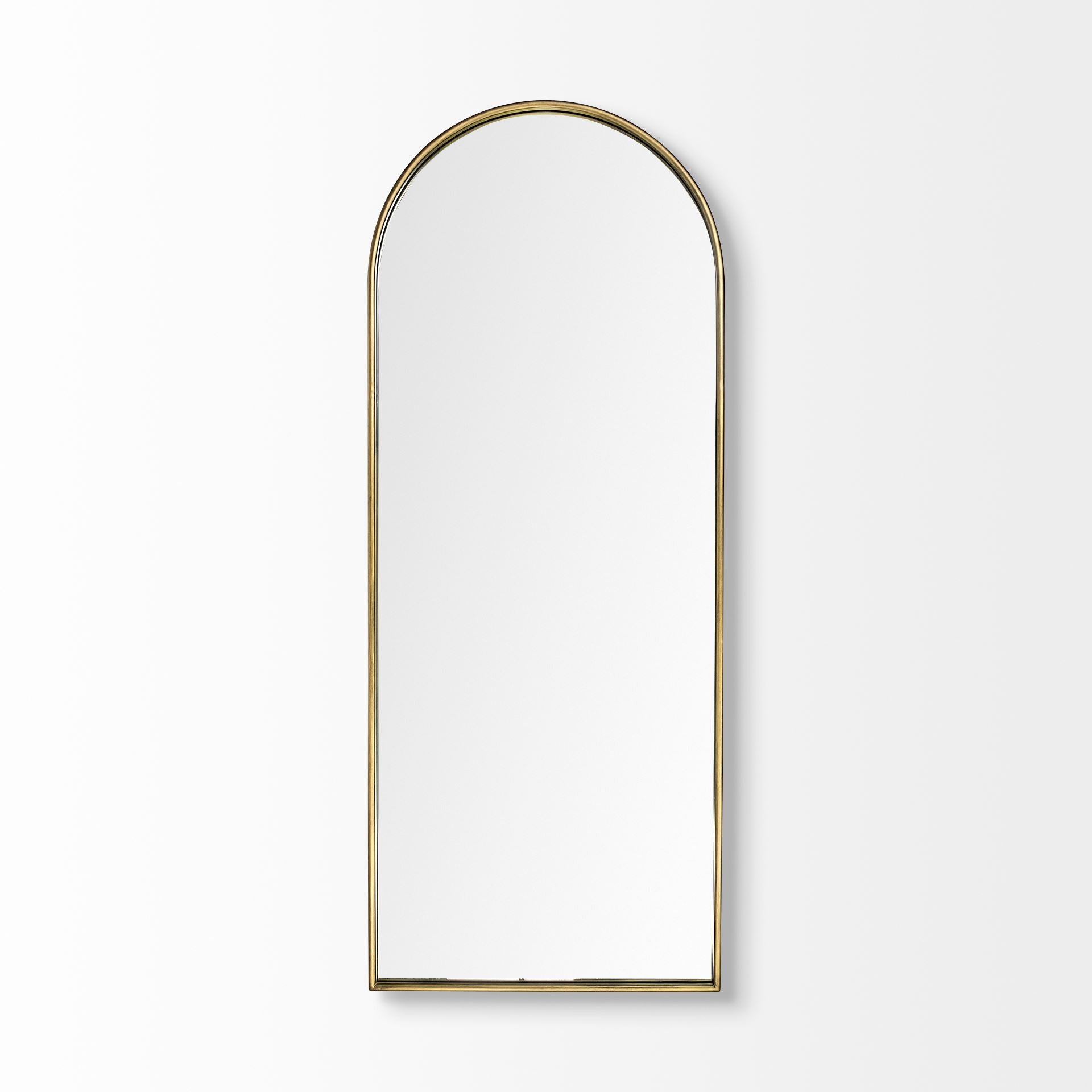 70" Gold Arch Metal Framed Accent Mirror-Mirrors-DECOROLALA