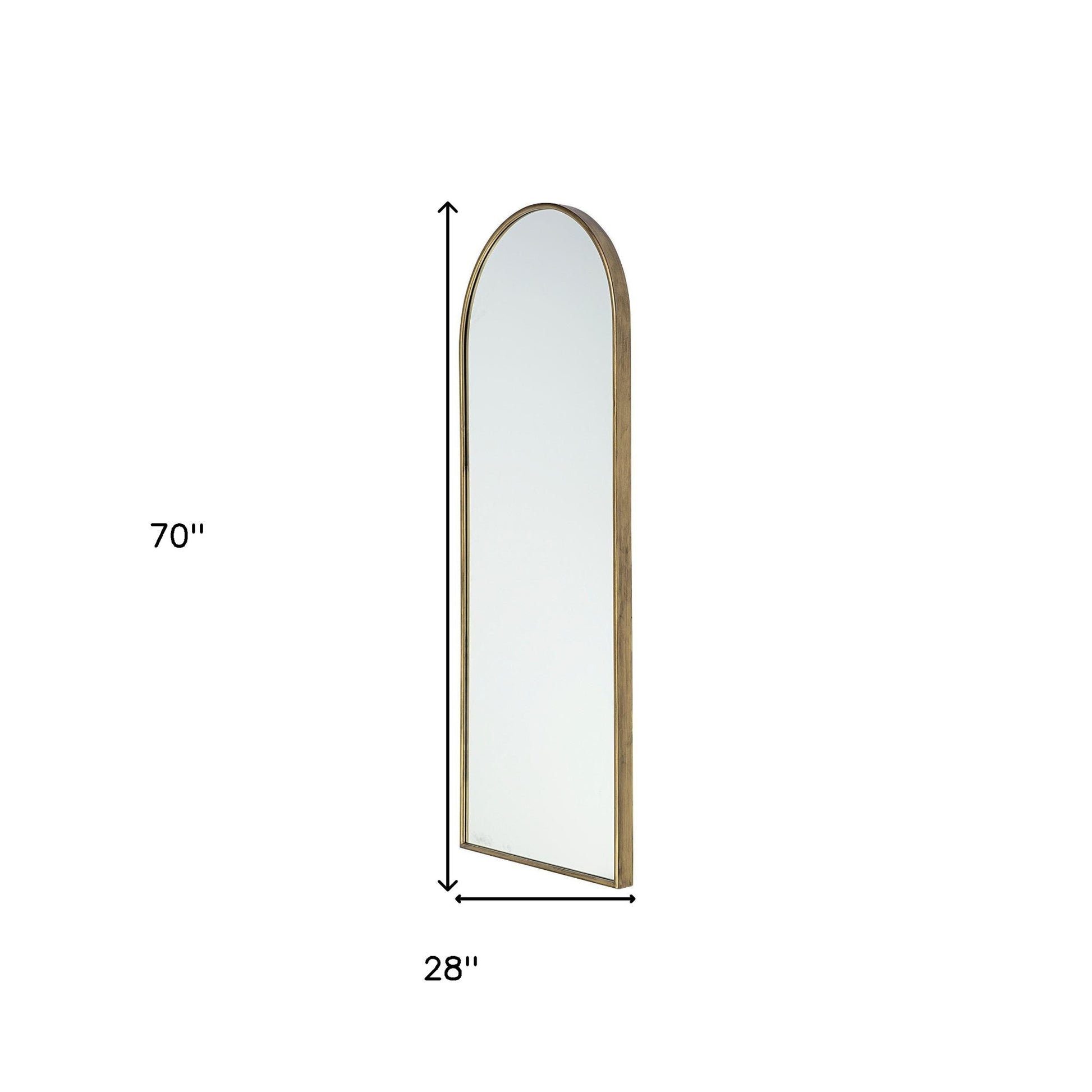 70" Gold Arch Metal Framed Accent Mirror-Mirrors-DECOROLALA