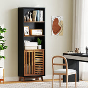 70 Inch 5-Tier Bookshelf with Reversible Adjustable Shelf-Black-Bookcases-DECOROLALA