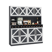 70 Inch Farmhouse Pantry Cabinet Kitchen Buffet Hutch with 4 Cabinets and 2 Open Shelves-Dark Gray-Sideboards & Buffets-DECOROLALA